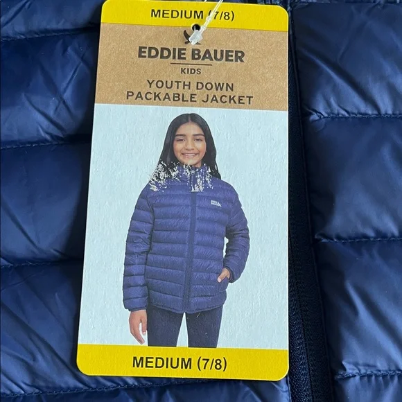 Eddie Bauer Navy Blue Youth Down Jacket - NWT - Picture 8 of 8